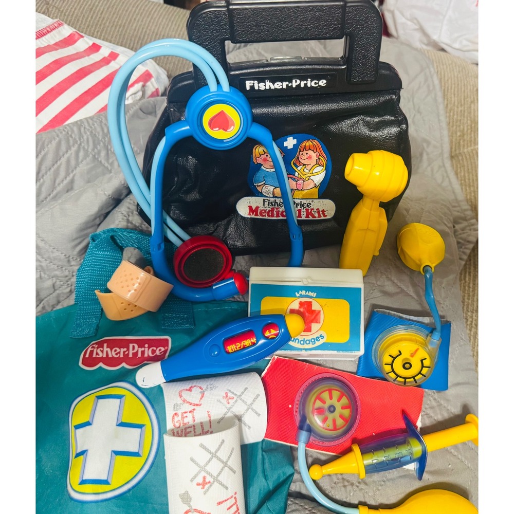 Fisher-Price Medical Kit Vintage Doctor Play Set J2526 with bags